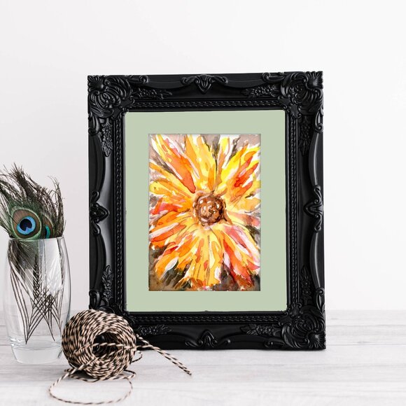 Sunflower Watercolor - Original Art Unmatted ACEO or ATC watercolor - Picture 3 of 4